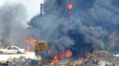 Explosión de un tanque en el Líbano