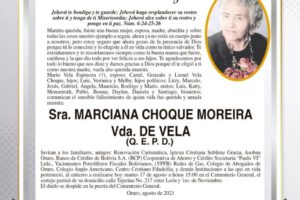Invitación Necrológica de Marciana Choque Moreira