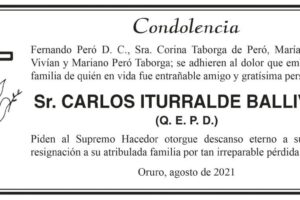 Condolencia por Carlos Iturralde Ballivián