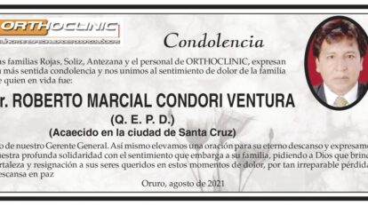 Condolencia por Roberto Marcial Condori Ventura