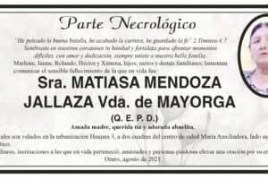 Parte Necrológico de Matiasa Mendoza Jallaza
