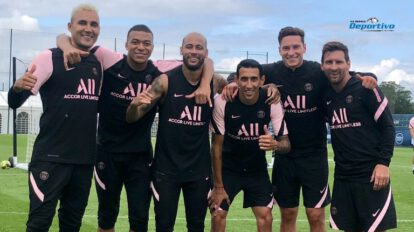 Messi en el PSG entrenando antes del partido contra el Brest