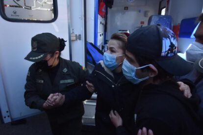 Jeanine Añez en traslado al Hospital del Norte