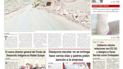 Portadas impresas del periódico La Patria