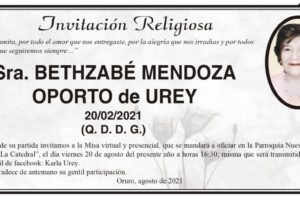 Invitación Religiosa: Bethzabé Mendoza Oporto