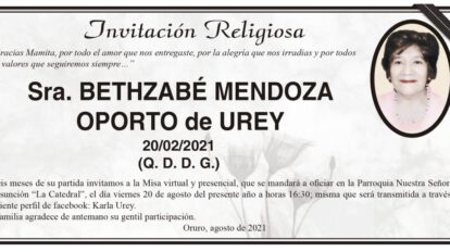 Invitación Religiosa: Bethzabé Mendoza Oporto