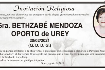 Invitación Religiosa: Bethzabé Mendoza Oporto