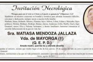Invitación Necrológica de Matiasa Mendoza Jallaza