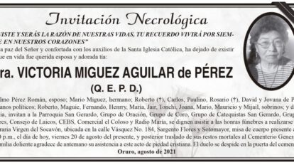 Invitación Necrológica de Victoria Miguez Aguilar