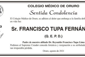 Condolencias por la muerte de Francisco Tupa Fernández