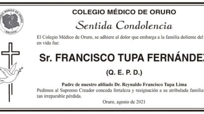 Condolencias por la muerte de Francisco Tupa Fernández