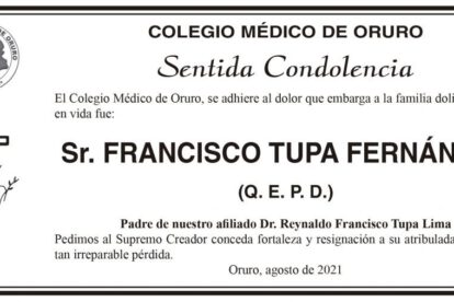 Condolencias por la muerte de Francisco Tupa Fernández
