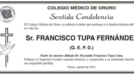 Condolencias por la muerte de Francisco Tupa Fernández