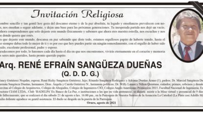 Obituario de René Efraín Sangüeza Dueñas