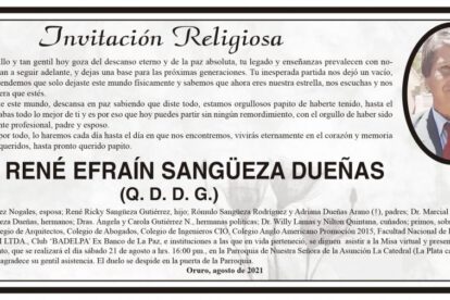 Obituario de René Efraín Sangüeza Dueñas