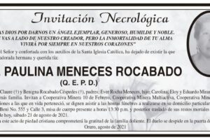 Invitación Necrológica de Paulina Meneces Rocabado