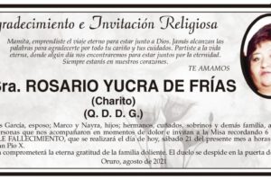 Agradecimiento e Invitación Religiosa: Rosario Yucra de Frías