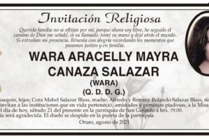 WARA ARACELLY MAYRA CANAZA SALAZAR invitación religiosa