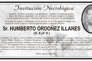Invitación Necrológica: Sr. Humberto Ordoñez Illanes