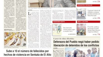 Portadas impresas del periódico La Patria