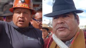 Mario Argollo (i), ejecutivo de la Central Obrera Boliviana (COB)y Vicente Salazar, dirigente de la Federación de Campesinos Túpac Katari(d)