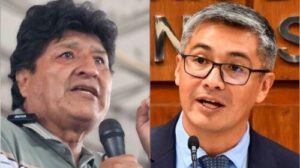 composición de el expresidente Evo Morales y el ministro de Economía, José Gabriel Espinoza