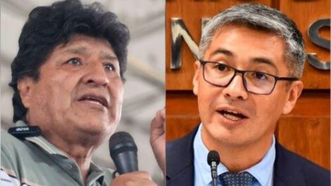 composición de el expresidente Evo Morales y el ministro de Economía, José Gabriel Espinoza