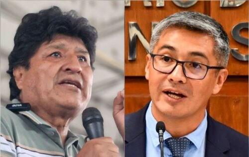 composición de el expresidente Evo Morales y el ministro de Economía, José Gabriel Espinoza