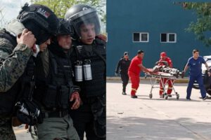 Imágenes de policías heridos