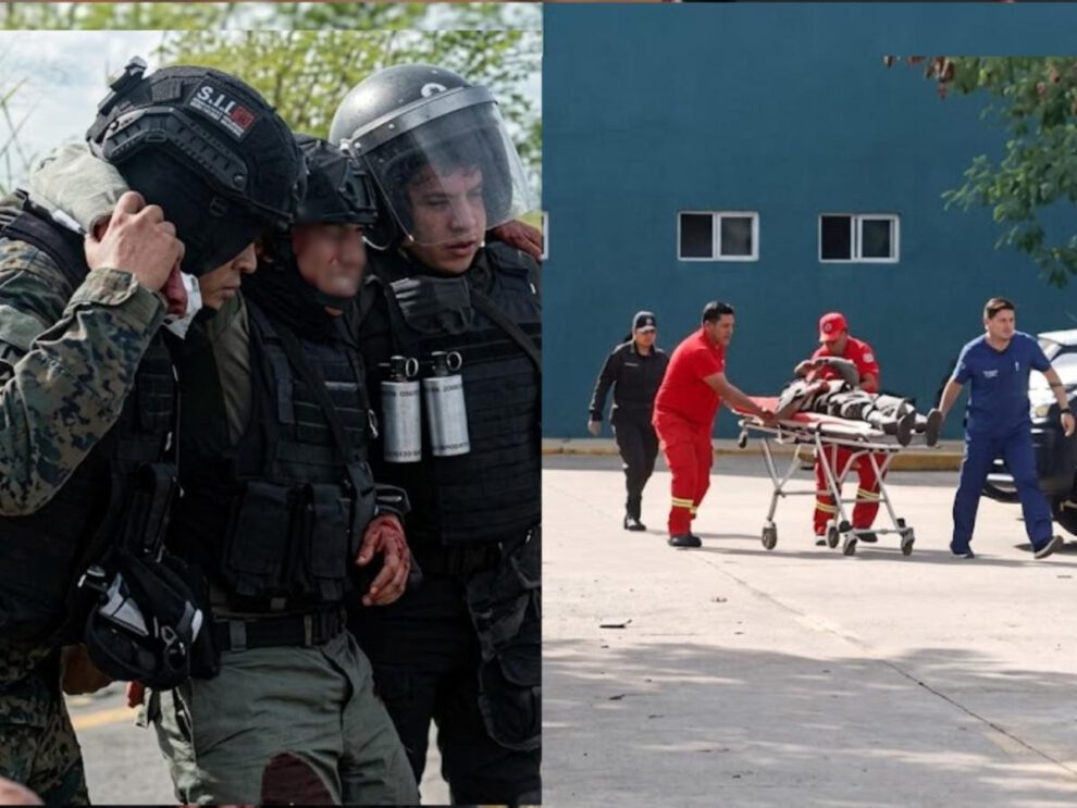 Imágenes de policías heridos