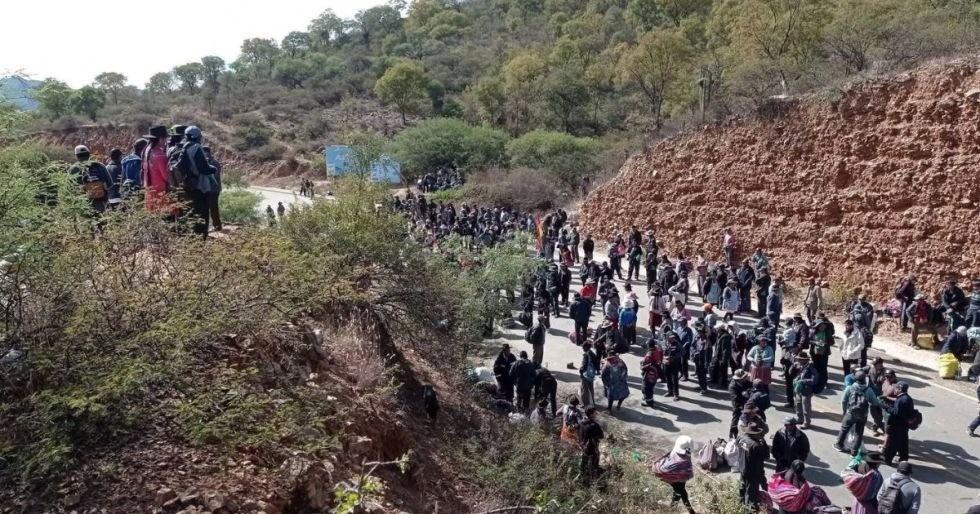 Un punto de bloqueo registrado en una ruta de Chuquisaca