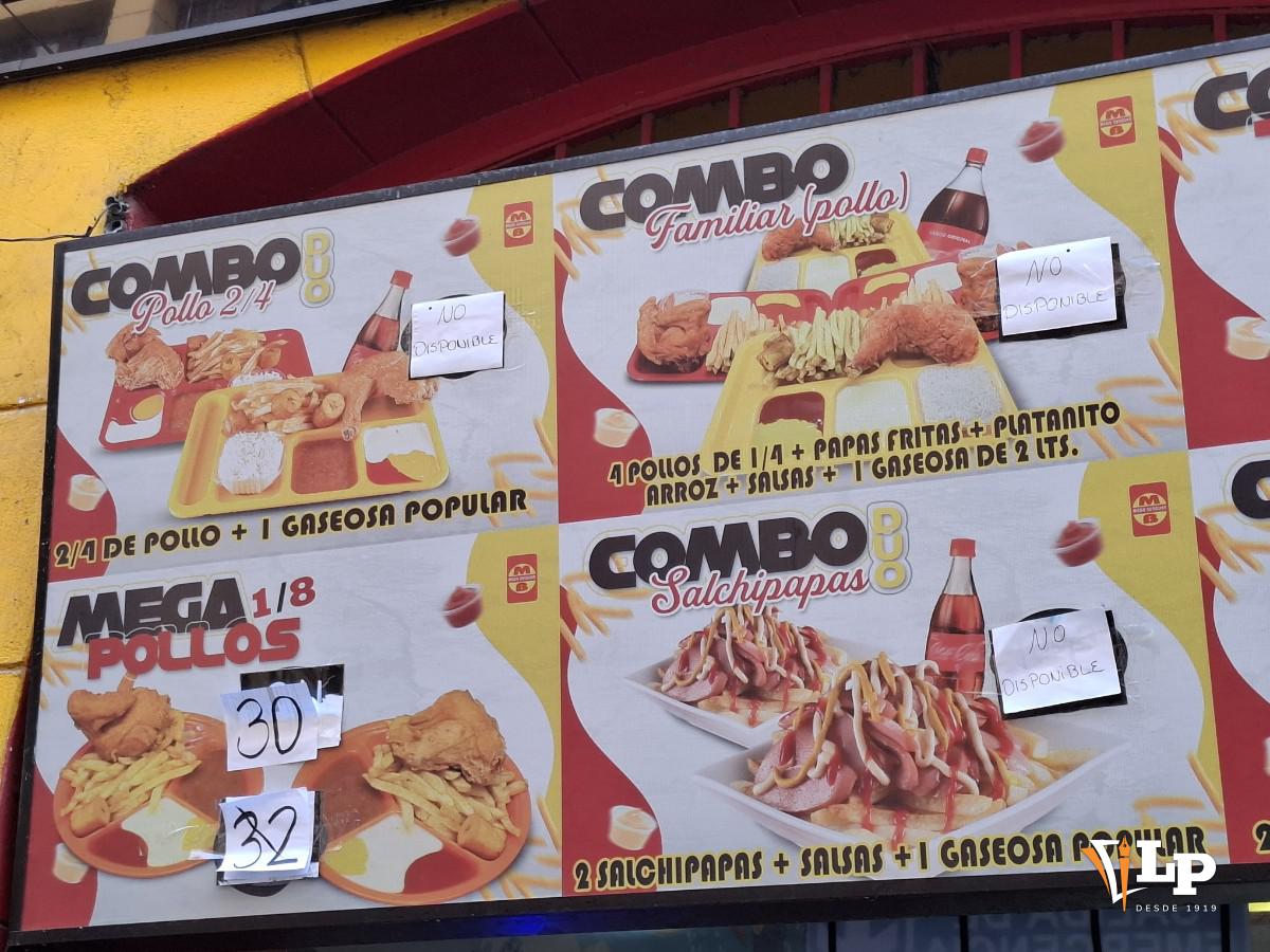 El menú de un restaurante en La Paz
