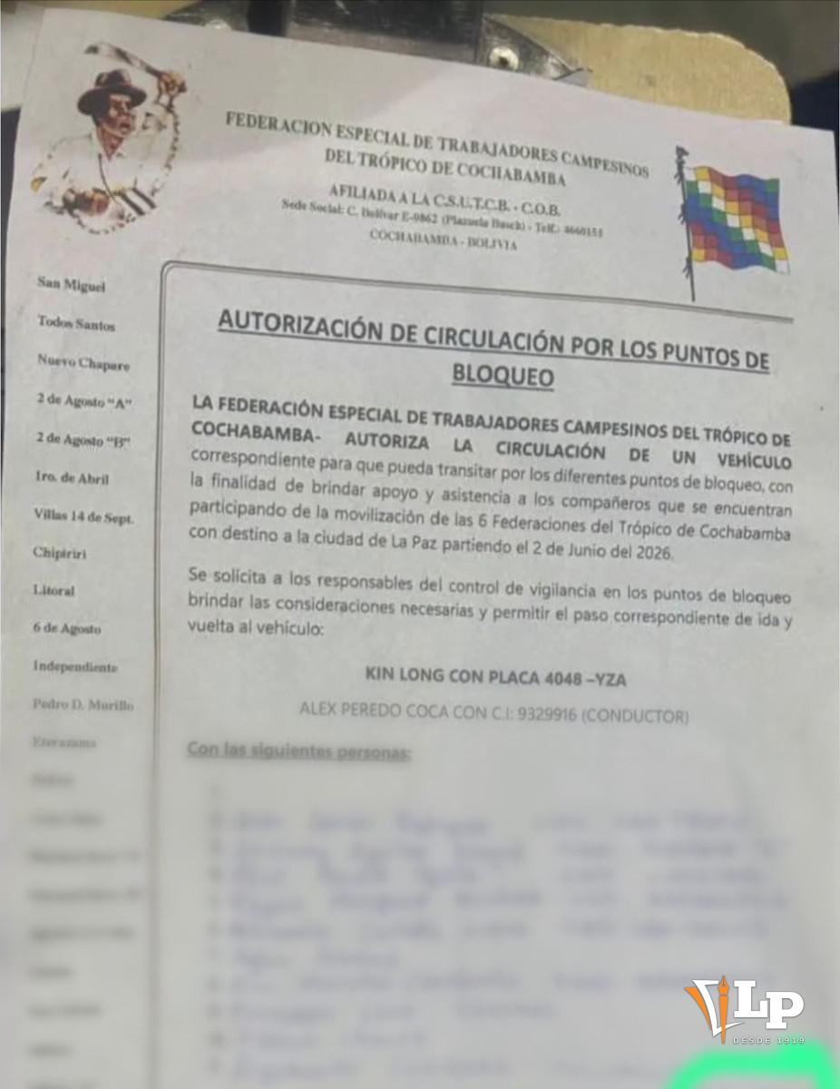 autorizacion para pasar bloqueos