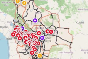 La Administradora Boliviana de Carreteras (ABC) reporta actualmente 85 puntos de bloqueo a nivel nacional