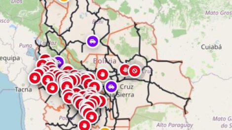 La Administradora Boliviana de Carreteras (ABC) reporta actualmente 85 puntos de bloqueo a nivel nacional