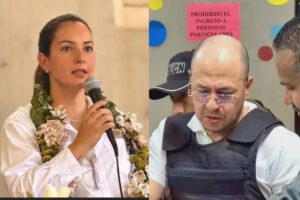 La exdiputada Laura Rojas (iz) y el exjuez Hebert Zeballos (de)