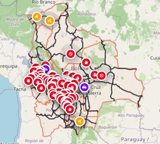 A nivel nacional se registran 92 puntos de bloqueos que afectan la red vial