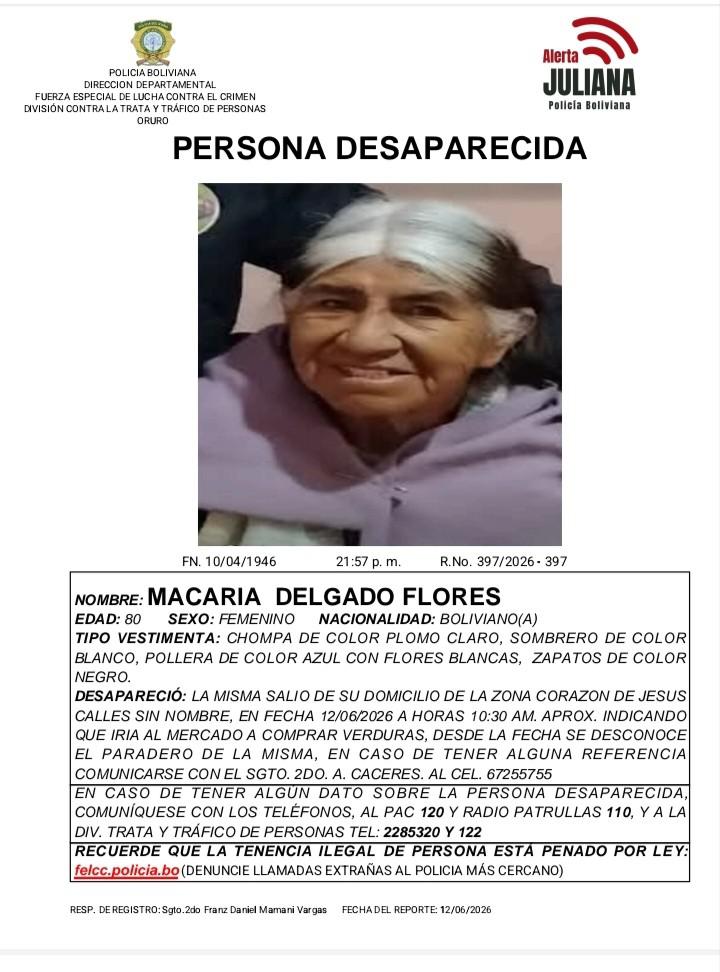 Imagen de la persona desaparecida