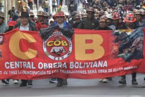 Una movilización anterior de la COB en La Paz