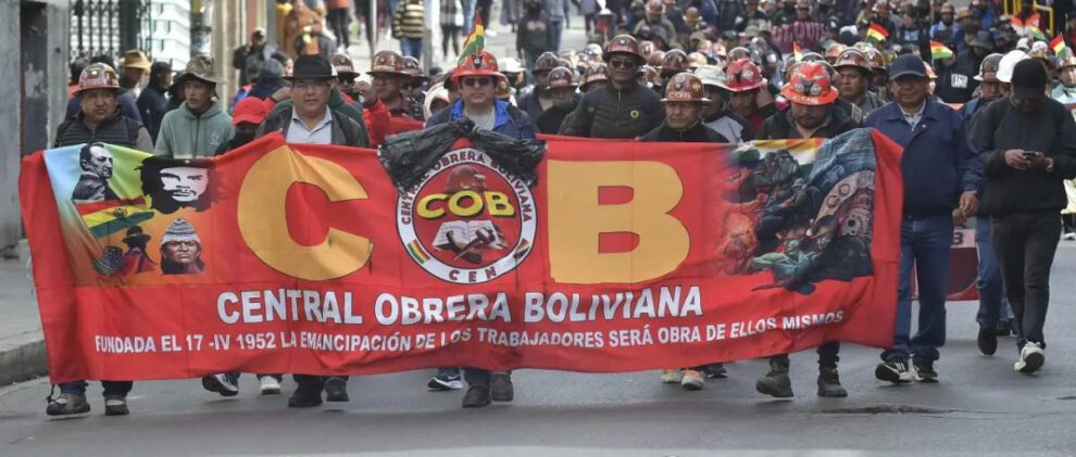 Una movilización anterior de la COB en La Paz