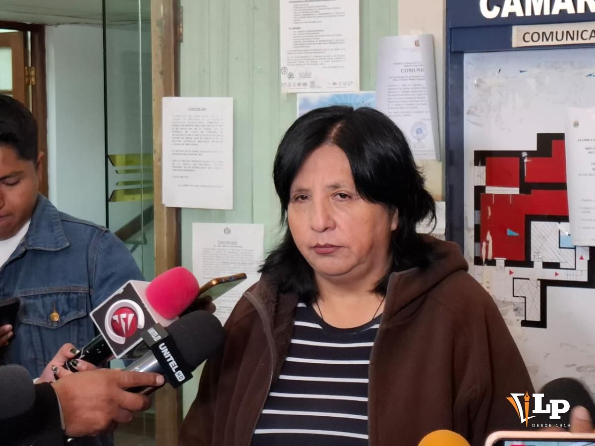 La diputada Bilbao en conferencia de prensa