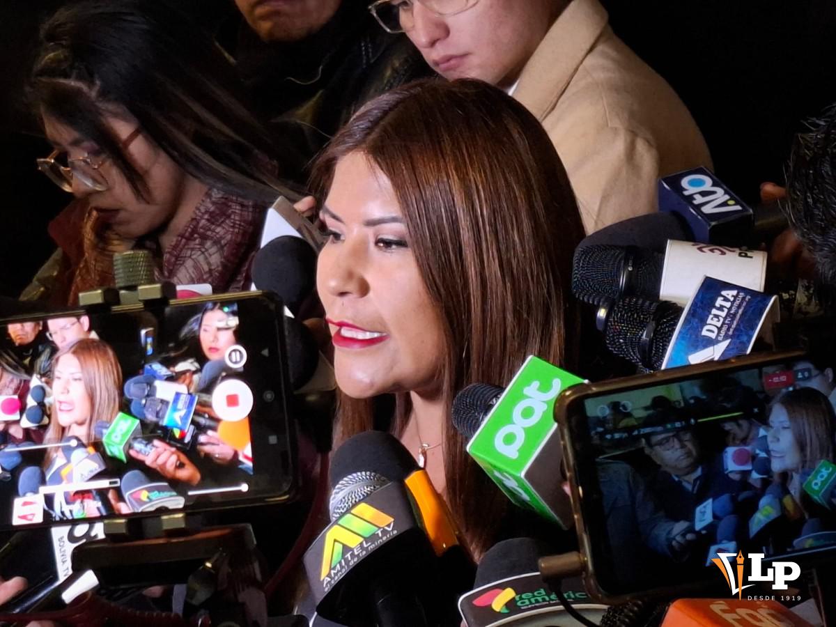 La diputada Pinto en conferencia de prensa