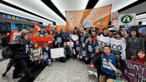 La delegación en su regreso a Buenos Aires