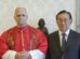 El papa León XIV junto al presidente interino peruano, José María Balcázar