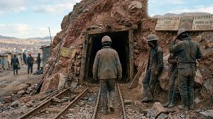 Un grupo de trabajadores mineros en Potosí