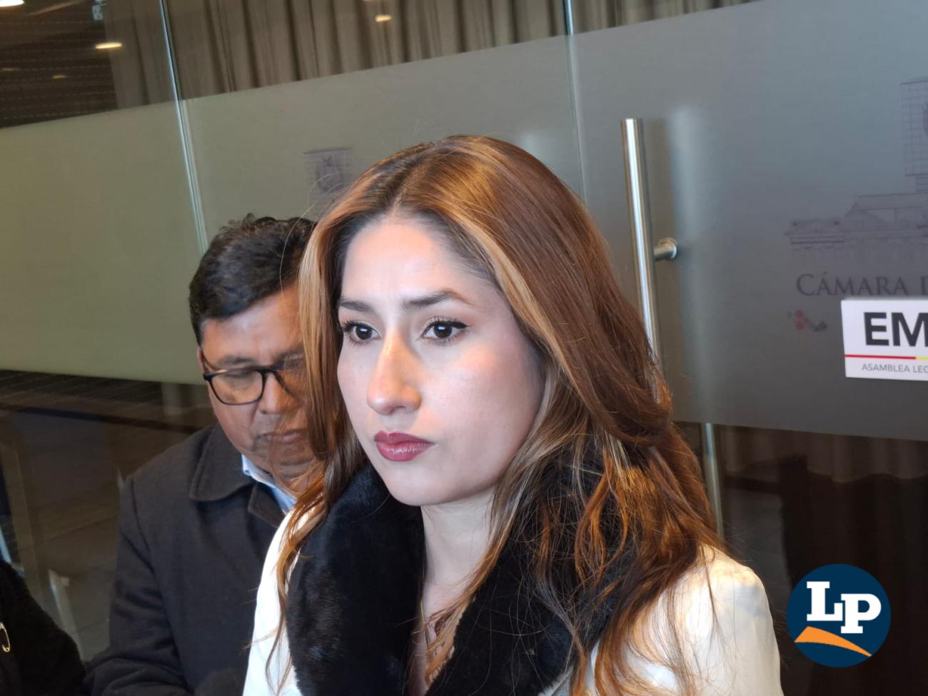 La diputada Rocha en conferencia de prensa