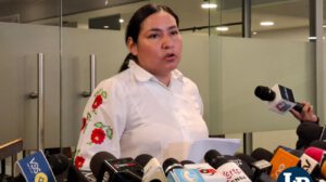 La senadora guerrero en conferencia de prensa