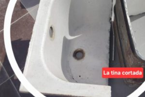 Parte de la tina extraída aparentemente de manera irregular