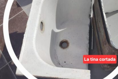 Parte de la tina extraída aparentemente de manera irregular