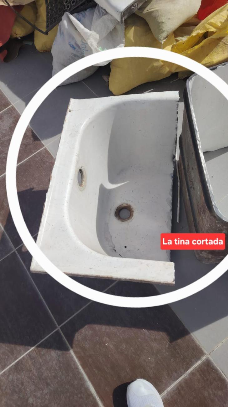Parte de la tina extraída aparentemente de manera irregular